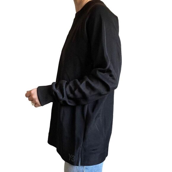 NWT Y-3 Adidas Yohji Yamamoto Mens Black Mesh Crewneck Sweatshirt Sz S - Picture 5 of 8